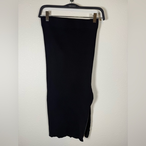 Cotton Citizens Ibiza Black Ribbed Midi Skirt Side Zipper Slit Small - Picture 5 of 10